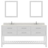 Virtu USA Caroline Estate 72" Double Bath Vanity with Dazzle White Top and Square Sinks with Matching Mirrors - Luxe Bathroom Vanities