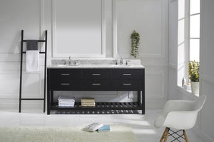 Virtu USA Caroline Estate 72" Double Bath Vanity with White Marble Top and Round Sinks