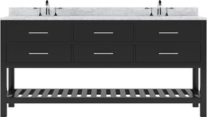 Virtu USA Caroline Estate 72" Double Bath Vanity with White Marble Top and Round Sinks - Luxe Bathroom Vanities