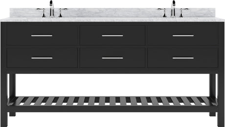 Virtu USA Caroline Estate 72" Double Bath Vanity with White Marble Top and Round Sinks - Luxe Bathroom Vanities
