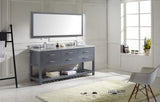 Virtu USA Caroline Estate 72" Double Bath Vanity with White Marble Top and Round Sinks with Matching Mirror