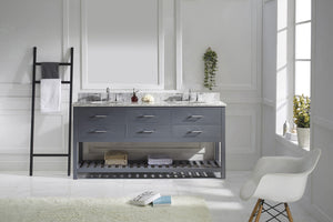 Virtu USA Caroline Estate 72" Double Bath Vanity with White Marble Top and Round Sinks