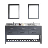 Virtu USA Caroline Estate 72" Double Bath Vanity with Marble Top and Round Sink with Mirrors - Luxe Bathroom Vanities Luxury Bathroom Fixtures Bathroom Furniture