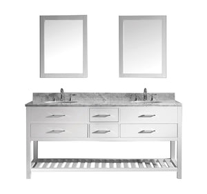Virtu USA Caroline Estate 72" Double Bath Vanity with Marble Top and Round Sink with Polished Chrome Faucet and Mirrors - Luxe Bathroom Vanities Luxury Bathroom Fixtures Bathroom Furniture