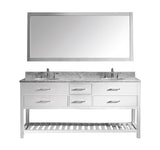 Virtu USA Caroline Estate 72" Double Bath Vanity with Marble Top and Round Sink with Mirror - Luxe Bathroom Vanities Luxury Bathroom Fixtures Bathroom Furniture