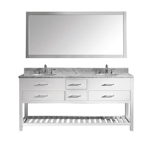 Virtu USA Caroline Estate 72" Double Bath Vanity with Marble Top and Round Sink with Mirror - Luxe Bathroom Vanities Luxury Bathroom Fixtures Bathroom Furniture