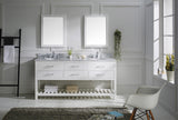 Virtu USA Caroline Estate 72" Double Bath Vanity with White Marble Top and Round Sinks with Matching Mirrors