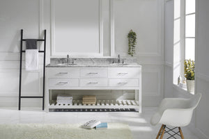 Virtu USA Caroline Estate 72" Double Bath Vanity with White Marble Top and Round Sinks