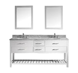 Virtu USA Caroline Estate 72" Double Bath Vanity with Marble Top and Round Sink with Mirrors - Luxe Bathroom Vanities Luxury Bathroom Fixtures Bathroom Furniture