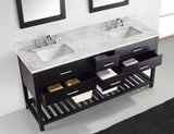 Virtu USA Caroline Estate 72" Double Bath Vanity with White Marble Top and Square Sinks with Brushed Nickel Faucets with Matching Mirrors