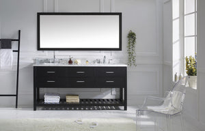 Virtu USA Caroline Estate 72" Double Bath Vanity with White Marble Top and Square Sinks with Matching Mirror
