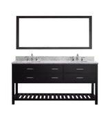 Virtu USA Caroline Estate 72" Double Bath Vanity with Marble Top and Square Sink with Brushed Nickel Faucet and Mirror - Luxe Bathroom Vanities Luxury Bathroom Fixtures Bathroom Furniture