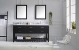 Virtu USA Caroline Estate 72" Double Bath Vanity with White Marble Top and Square Sinks with Matching Mirrors