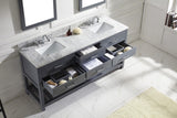 Virtu USA Caroline Estate 72" Double Bath Vanity with White Marble Top and Square Sinks with Matching Mirrors