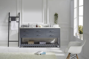 Virtu USA Caroline Estate 72" Double Bath Vanity with White Marble Top and Square Sinks