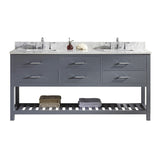 Virtu USA Caroline Estate 72" Double Bath Vanity in Grey with Marble Top and Square Sink - Luxe Bathroom Vanities Luxury Bathroom Fixtures Bathroom Furniture