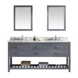 Virtu USA Caroline Estate 72" Double Bath Vanity with Marble Top and Square Sink with Mirrors - Luxe Bathroom Vanities Luxury Bathroom Fixtures Bathroom Furniture