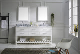 Virtu USA Caroline Estate 72" Double Bath Vanity with White Marble Top and Square Sinks with Polished Chrome Faucets with Matching Mirrors