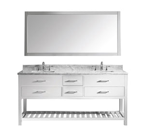 Virtu USA Caroline Estate 72" Double Bath Vanity with Marble Top and Square Sink with Mirror - Luxe Bathroom Vanities Luxury Bathroom Fixtures Bathroom Furniture