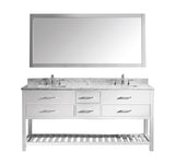 Virtu USA Caroline Estate 72" Double Bath Vanity with Marble Top and Square Sink with Brushed Nickel Faucet and Mirror - Luxe Bathroom Vanities Luxury Bathroom Fixtures Bathroom Furniture