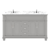 Virtu USA Victoria 60" Double Bath Vanity with White Quartz Top and Round Sinks - Luxe Bathroom Vanities