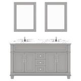 Virtu USA Victoria 60" Double Bath Vanity with White Quartz Top and Round Sinks with Brushed Nickel Faucets with Matching Mirror - Luxe Bathroom Vanities