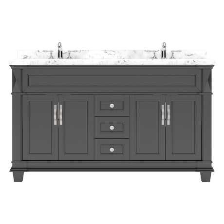 Virtu USA Victoria 60" Double Bath Vanity with Cultured Marble White Quartz Top and Round Sinks - Luxe Bathroom Vanities