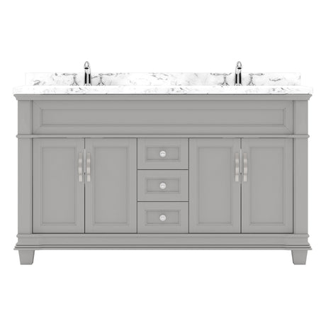 Virtu USA Victoria 60" Double Bath Vanity with Cultured Marble White Quartz Top and Round Sinks - Luxe Bathroom Vanities