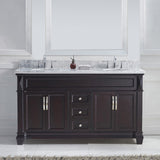 Virtu USA Victoria 60" Double Bath Vanity with White Marble Top and Round Sinks