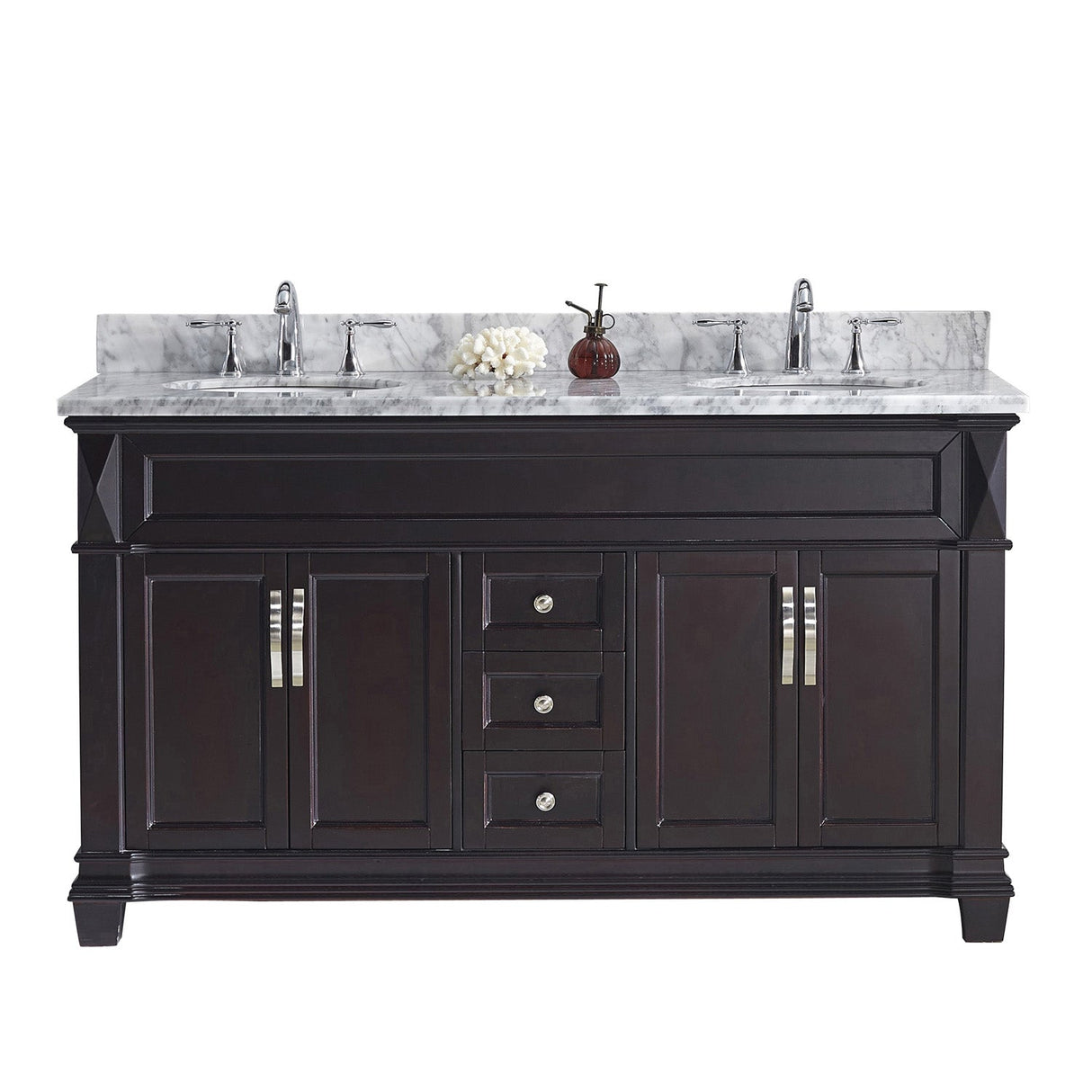 Virtu USA Victoria 60" Double Bath Vanity with Marble Top and Round Sink - Luxe Bathroom Vanities Luxury Bathroom Fixtures Bathroom Furniture