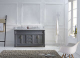 Virtu USA Victoria 60" Double Bath Vanity with White Marble Top and Round Sinks