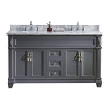 Virtu USA Victoria 60" Double Bath Vanity with Marble Top and Round Sink - Luxe Bathroom Vanities Luxury Bathroom Fixtures Bathroom Furniture