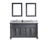 Virtu USA Victoria 60" Double Bath Vanity with Marble Top and Round Sink with Mirrors - Luxe Bathroom Vanities Luxury Bathroom Fixtures Bathroom Furniture