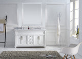 Virtu USA Victoria 60" Double Bath Vanity with White Marble Top and Round Sinks