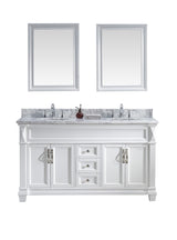 Virtu USA Victoria 60" Double Bath Vanity with Marble Top and Round Sink with Mirrors - Luxe Bathroom Vanities Luxury Bathroom Fixtures Bathroom Furniture