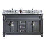 Virtu USA Victoria 60" Double Bath Vanity with Marble Top and Square Sink - Luxe Bathroom Vanities