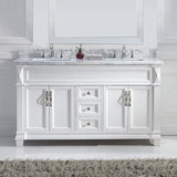 Virtu USA Victoria 60" Double Bath Vanity with White Marble Top and Square Sinks