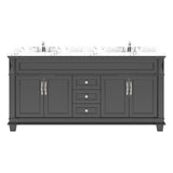 Virtu USA Victoria 72" Double Bath Vanity with Cultured White Quartz Top and Round Sinks with Matching Mirror