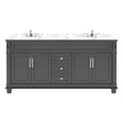 Virtu USA Victoria 72" Double Bath Vanity with White Quartz Top and Round Sinks - Luxe Bathroom Vanities