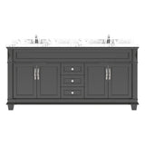 Virtu USA Victoria 72" Double Bath Vanity with White Quartz Top and Round Sinks - Luxe Bathroom Vanities