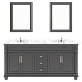 Virtu USA Victoria 72" Double Bath Vanity with Cultured White Quartz Top and Round Sinks with Matching Mirror - Luxe Bathroom Vanities