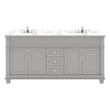 Virtu USA Victoria 72" Double Bath Vanity with Cultured White Quartz Top and Round Sinks with Matching Mirror