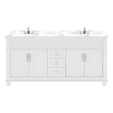 Virtu USA Victoria 72" Double Bath Vanity with Cultured White Quartz Top and Round Sinks with Matching Mirror