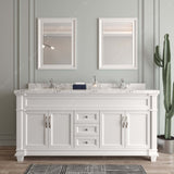 Virtu USA Victoria 72" Double Bath Vanity with Cultured White Quartz Top and Round Sinks with Matching Mirror