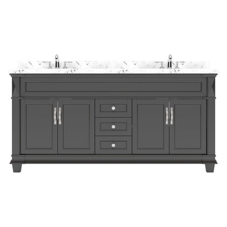 Virtu USA Victoria 72" Double Bath Vanity with Cultured Marble White Top and Square Sinks - Luxe Bathroom Vanities