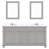 Virtu USA Victoria 72" Double Bath Vanity with Cultured Marble White Top and Square Sinks with Polished Chrome Faucets with Matching Mirror - Luxe Bathroom Vanities