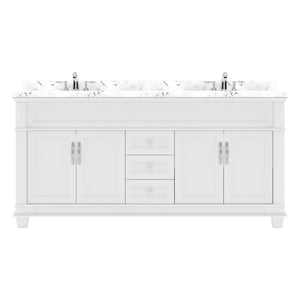Virtu USA Victoria 72" Double Bath Vanity with Cultured Marble White Top and Square Sinks - Luxe Bathroom Vanities