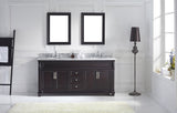 Virtu USA Victoria 72" Double Bath Vanity with White Marble Top and Round Sinks with Brushed Nickel Faucets with Matching Mirror