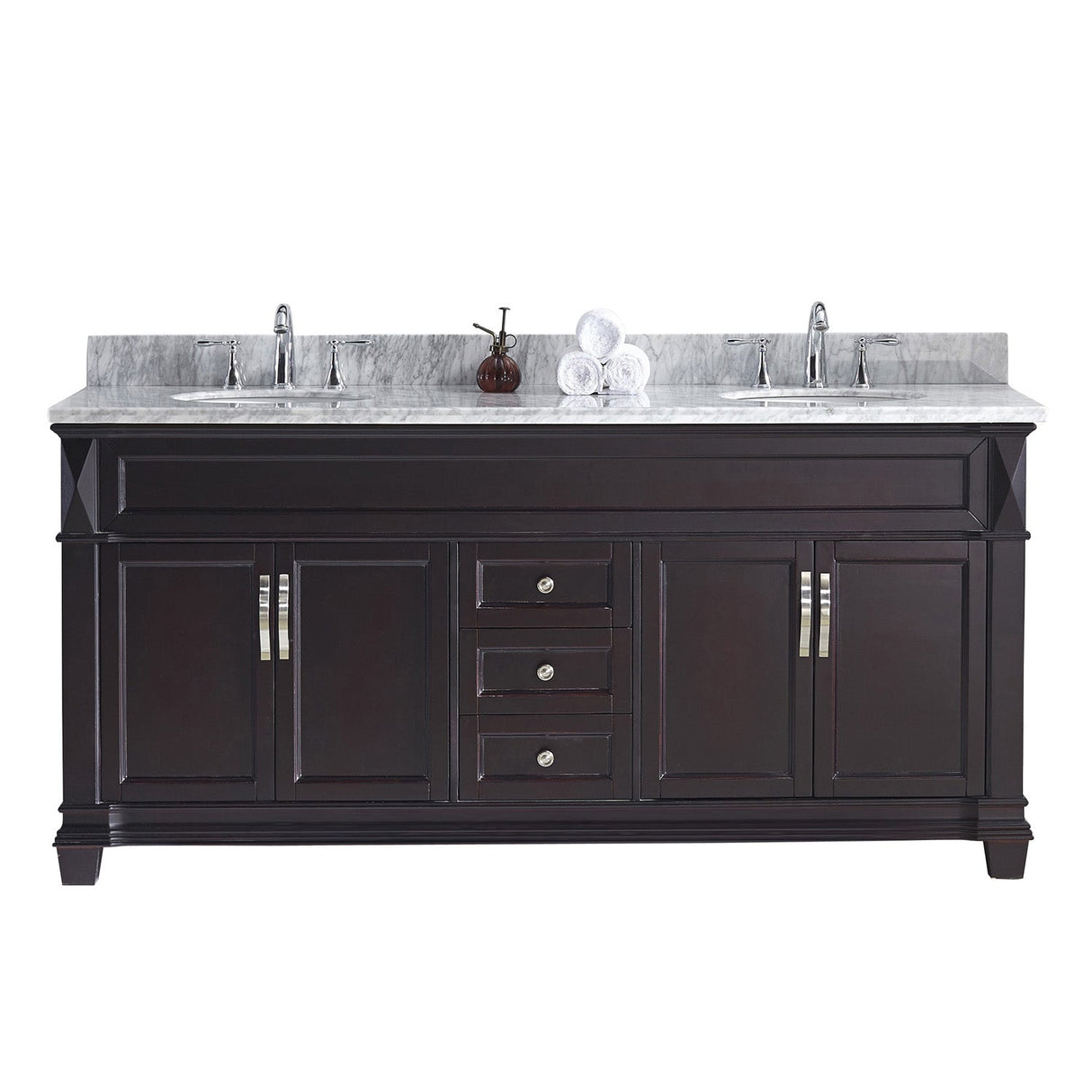 Virtu USA Victoria 72" Double Bath Vanity with Marble Top and Round Sink - Luxe Bathroom Vanities Luxury Bathroom Fixtures Bathroom Furniture