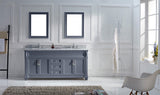 Virtu USA Victoria 72" Double Bath Vanity with White Marble Top and Round Sinks with Brushed Nickel Faucets with Matching Mirror